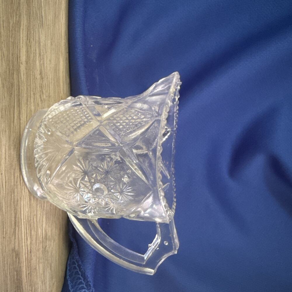Antique EAPG Cambridge Fernland Toy Creamer SNOWFLAKE No. 2635 Clear Glass